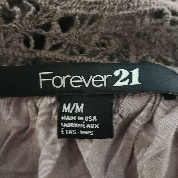 Forever 21 Women's Size Medium Cocoa Brown Crochet Back Ruched Side Tank Top - Picture 2 of 7